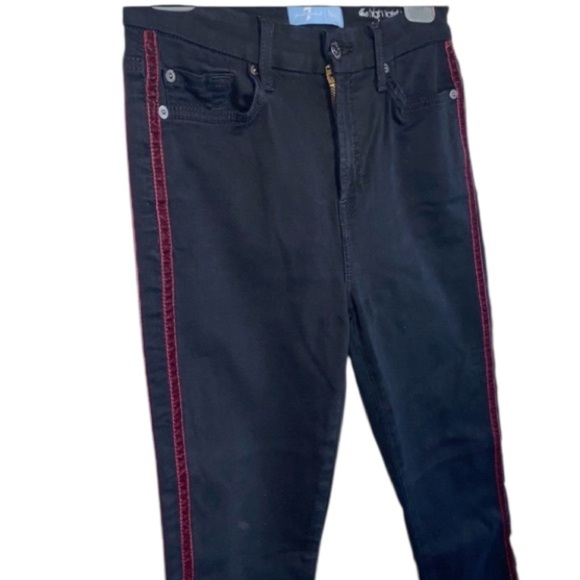 7 FAMK Black High Waist Skinny Ankle Jeans Red Velvet Piping On Sides Sz 27 Y2K - Picture 12 of 15